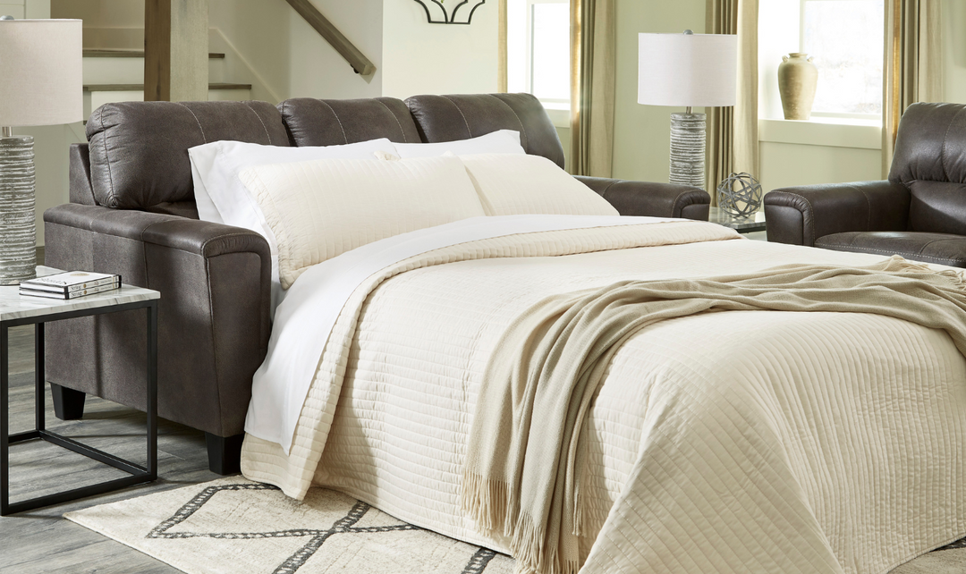 Modern Heritage Navi 3-Seater Queen Micro-Fibre Leather Sofa Sleeper