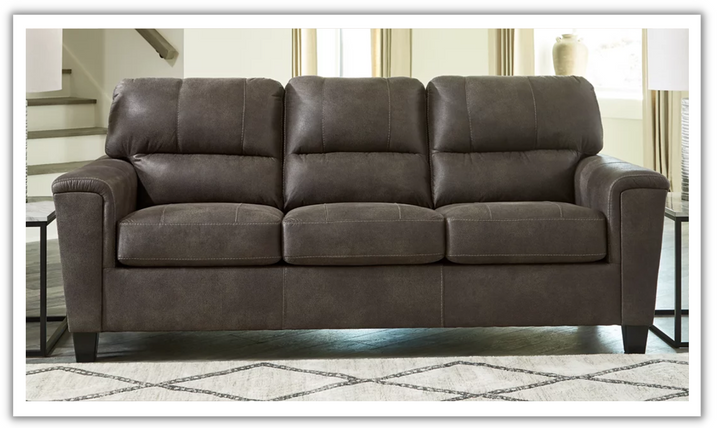 Modern Heritage Navi 3-Seater Faux Leather Sofa with Track Arms