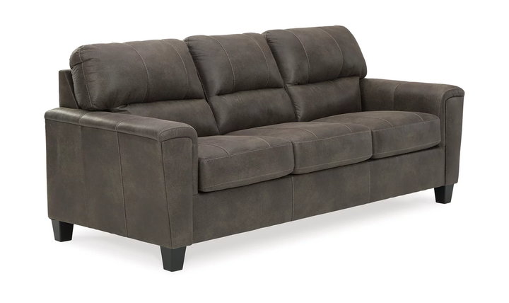 Modern Heritage Navi 3-Seater Faux Leather Sofa with Track Arms