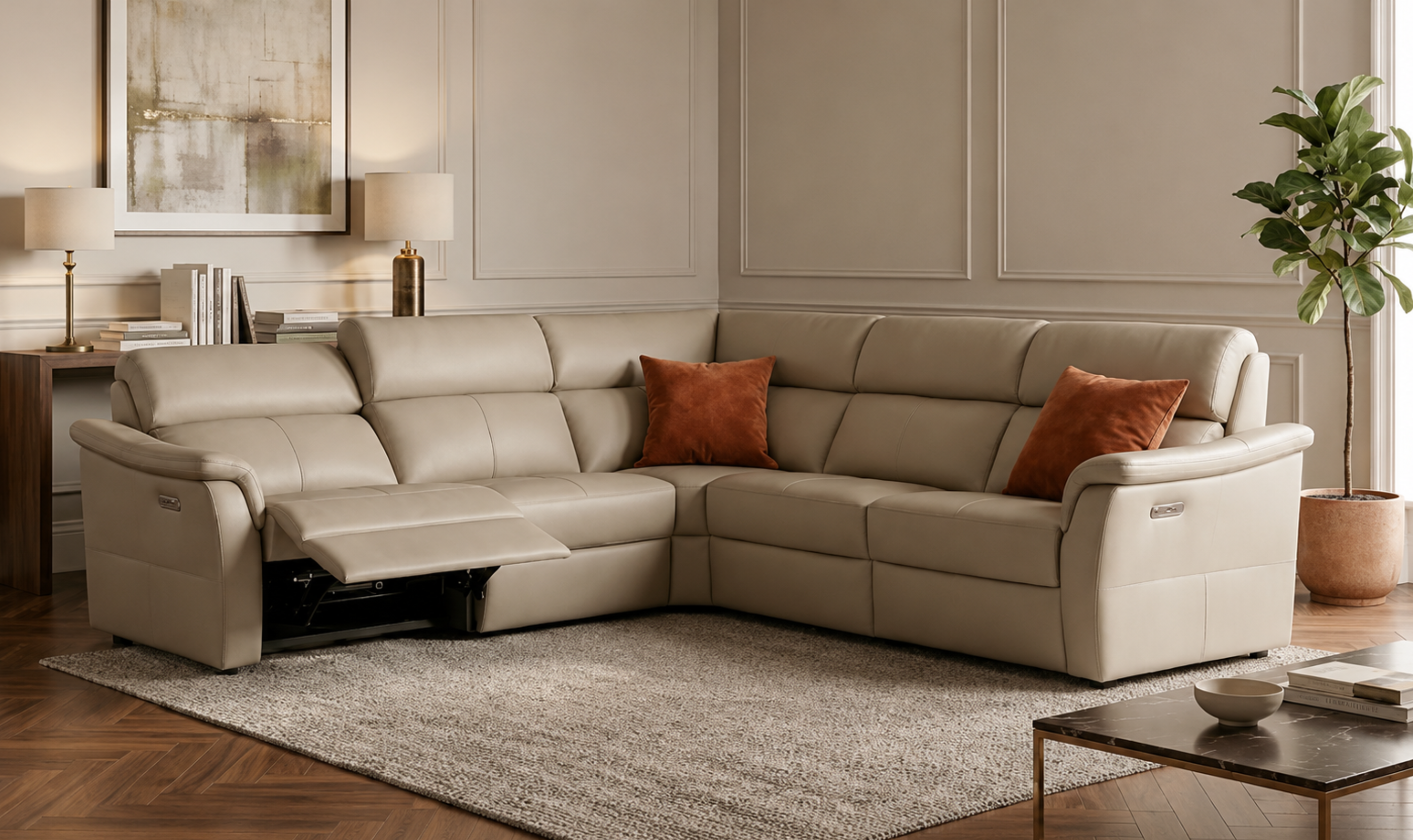 Nicoletti Italia Pasadena Leather Zero Gravity Recliner Sectional
