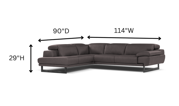 Nicoletti Italia Jersey 4-Seater L-Shape Leather Chaise Sectional in Coat Brown