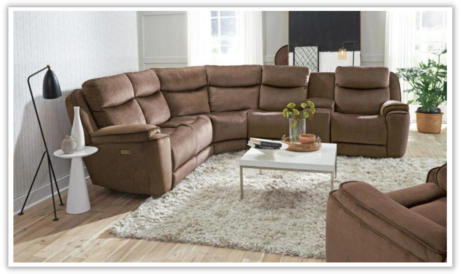 Wilmar Power Recliner Sectional Sofa in Brown – Jennifer Furniture, image size:1479x879