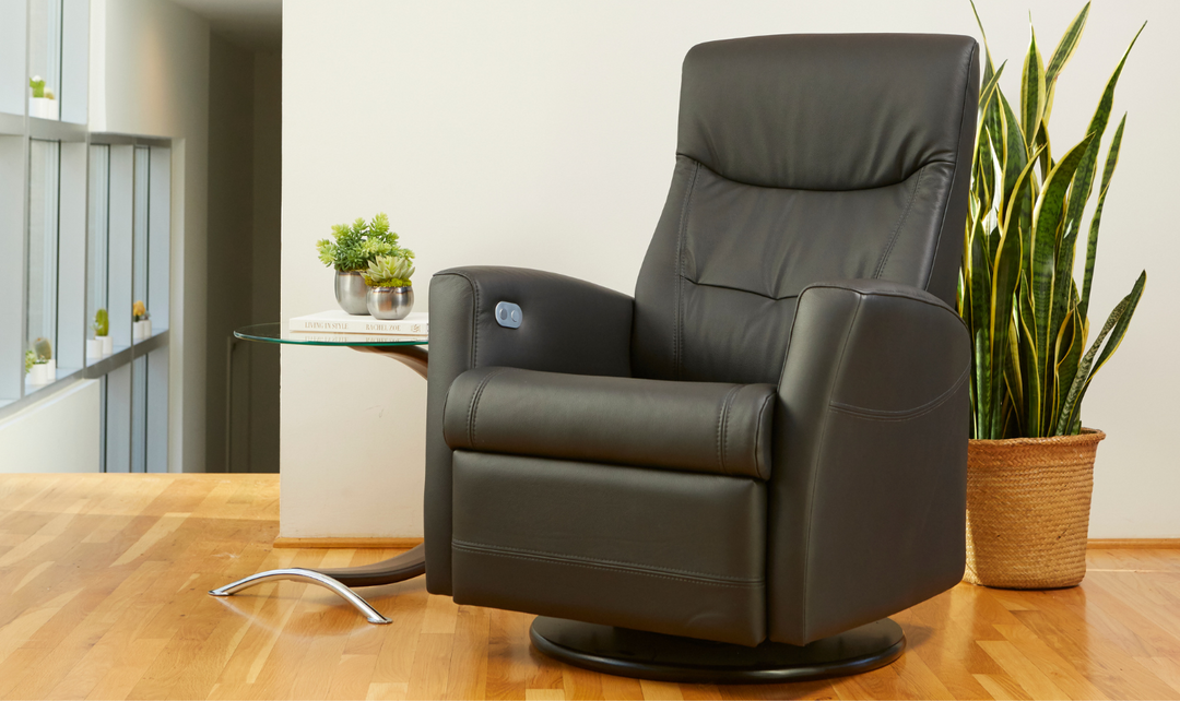 Fjords Oslo Power/Manual Leather Swivel Recliner Chair