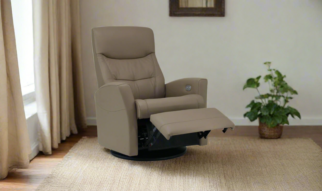 Fjords Oslo Power/Manual Leather Swivel Recliner Chair