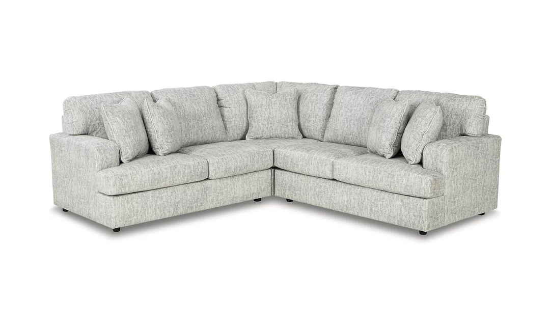 Playwrite L-Shaped Fabric Sectional In Gray With Throw Pillows