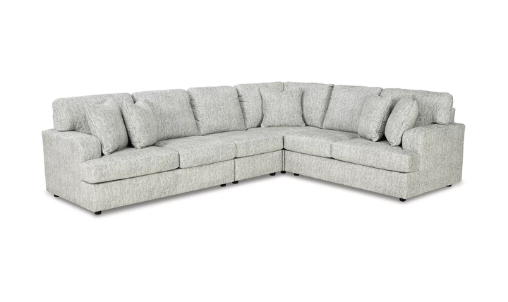 Playwrite L-Shaped Fabric Sectional In Gray With Throw Pillows