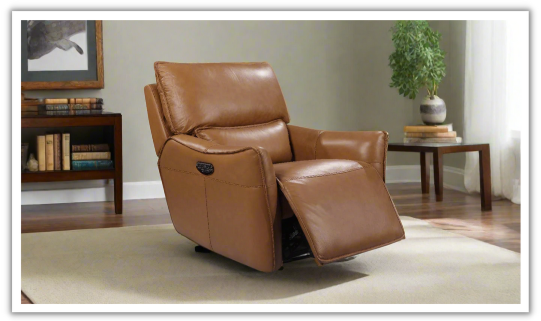 Portland Brown Leather Power Reclining Chair with USB Pot-jennifer furniture