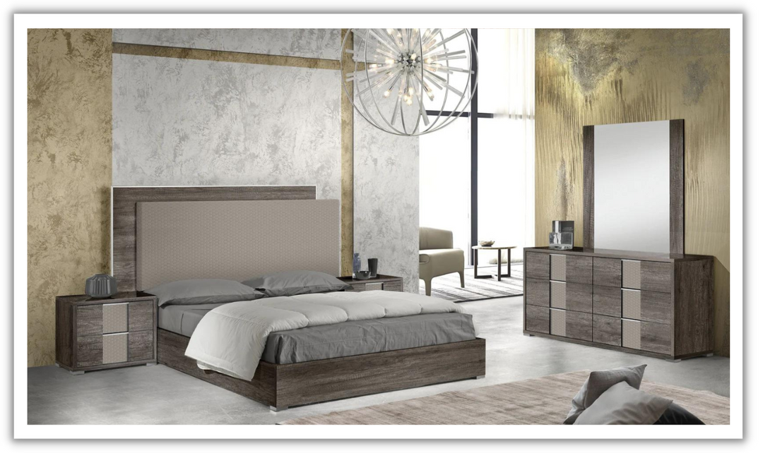 Portofino Premium Brown Rectangular Wooden Bedroom Set