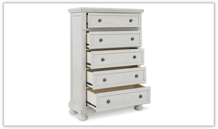 Robbinsdale White Wooden Bedroom Set with Storage