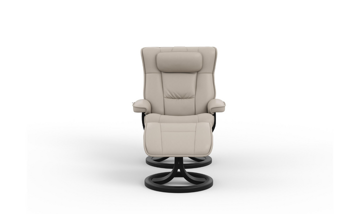 Regent R Leather Swivel Manual Recliner Chair with Footstool in Two Sizes-Jennifer Furniture
