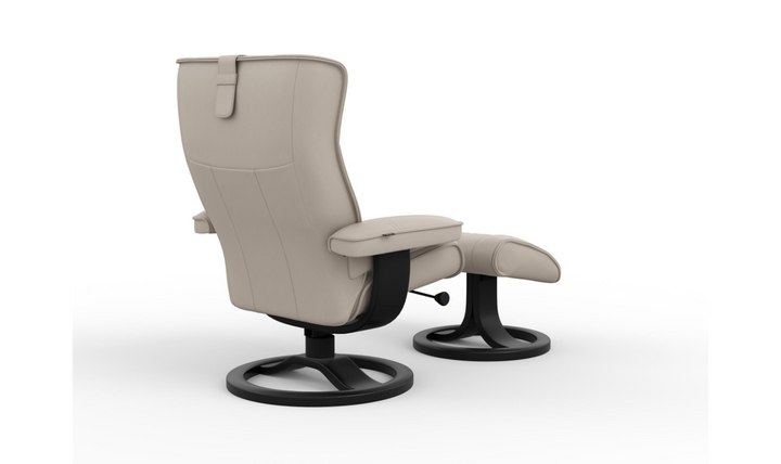 Regent R Leather Swivel Manual Recliner Chair with Footstool in Two Sizes-Jennifer Furniture