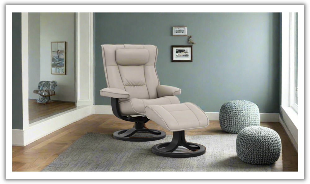 Regent R Leather Swivel Manual Recliner Chair with Footstool in Two Sizes-Jennifer Furniture