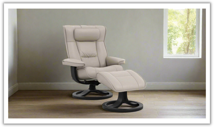 Regent R Leather Swivel Manual Recliner Chair with Footstool in Two Sizes-Jennifer Furniture