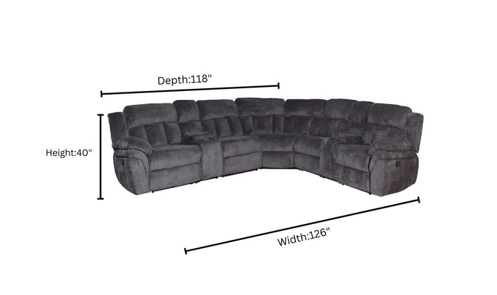 Smart Furniture Mccobb 7PCs Recliner Sectional Sofa in Gray