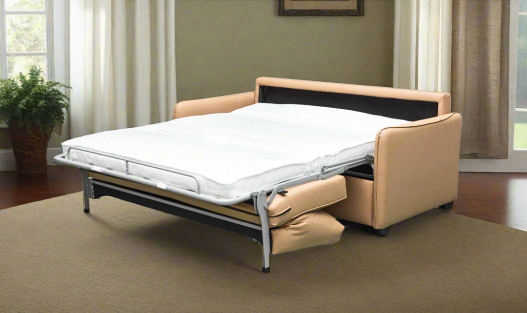 Jennifer Smart Full Leather Sleeper Sofa With Memory Foam Mattress