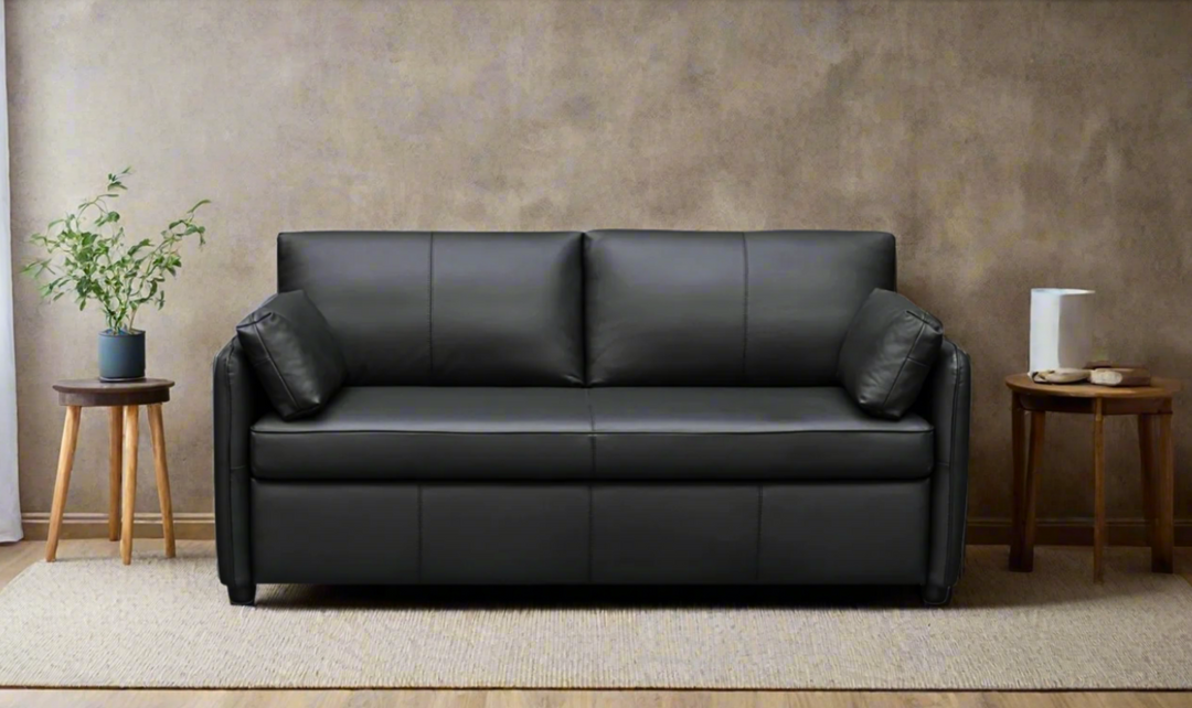 Jennifer Smart Full Leather Sleeper Sofa With Memory Foam Mattress