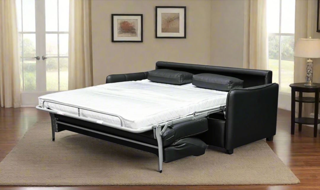 Jennifer Smart Full Leather Sleeper Sofa With Memory Foam Mattress