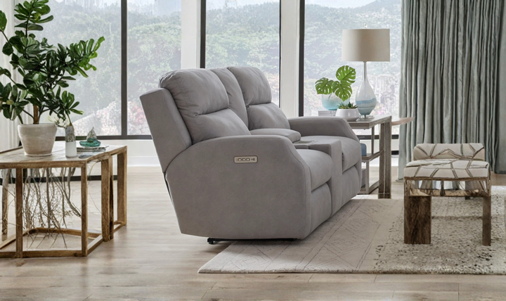 Southern Motion Kendall Power Leather Loveseat in Gray-jennifer furniture