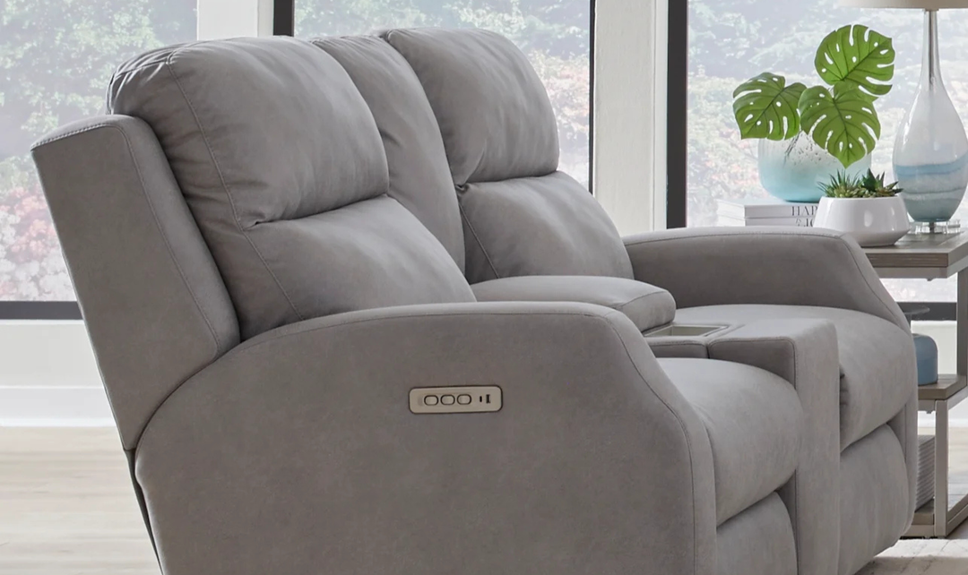 Southern Motion Kendall Power Leather Loveseat in Gray-jennifer furniture