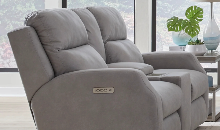 Southern Motion Kendall Power Leather Loveseat in Gray-jennifer furniture