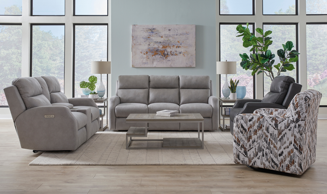 Southern Motion Kendall Power Leather Loveseat in Gray-jennifer furniture