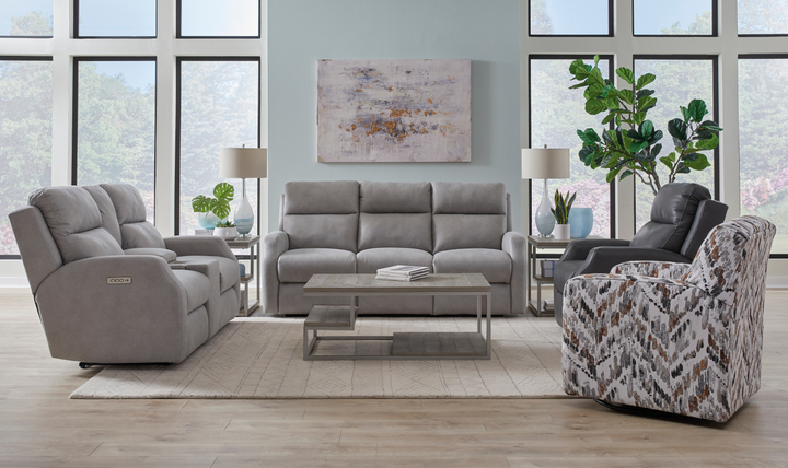 Southern Motion Kendall Power Leather Loveseat in Gray-jennifer furniture