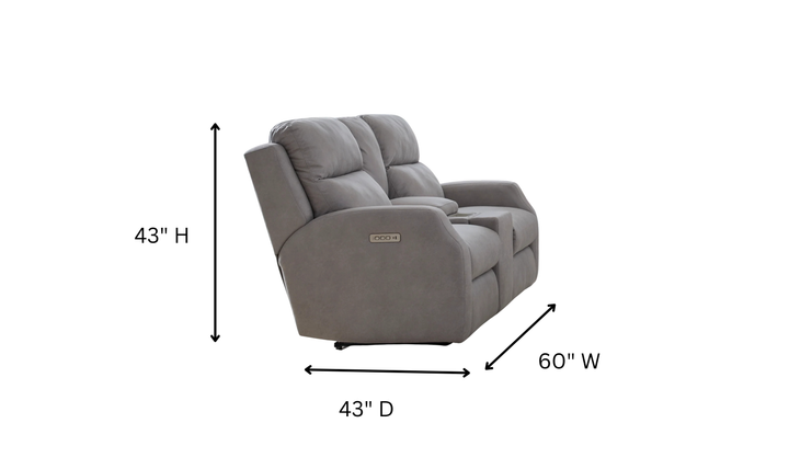 Southern Motion Kendall Power Leather Loveseat in Gray