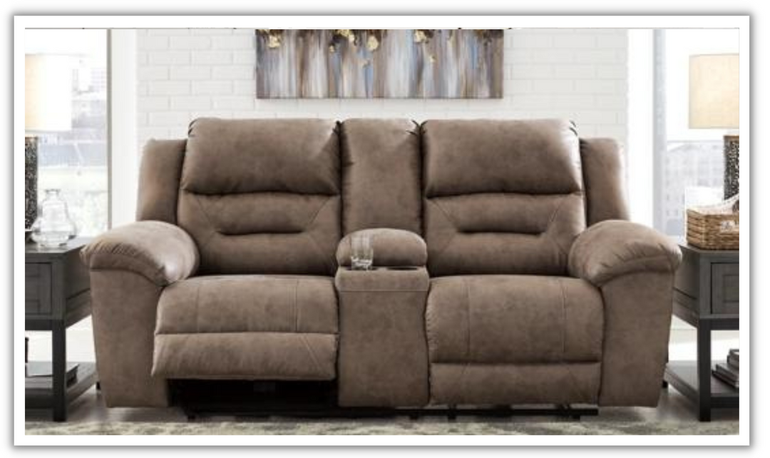 Stoneland Power Reclining Leather Loveseat With Console