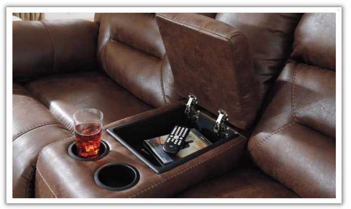 Stoneland Power Reclining Leather Loveseat With Console