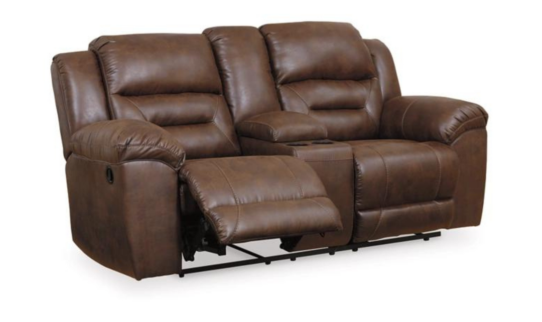 Stoneland Power Reclining Leather Loveseat With Console