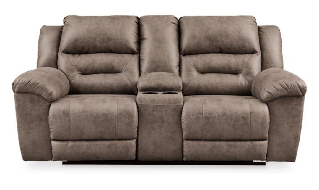 Stoneland Power Reclining Leather Loveseat With Console