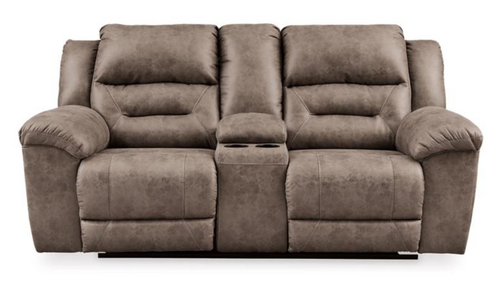 Stoneland Power Reclining Leather Loveseat With Console
