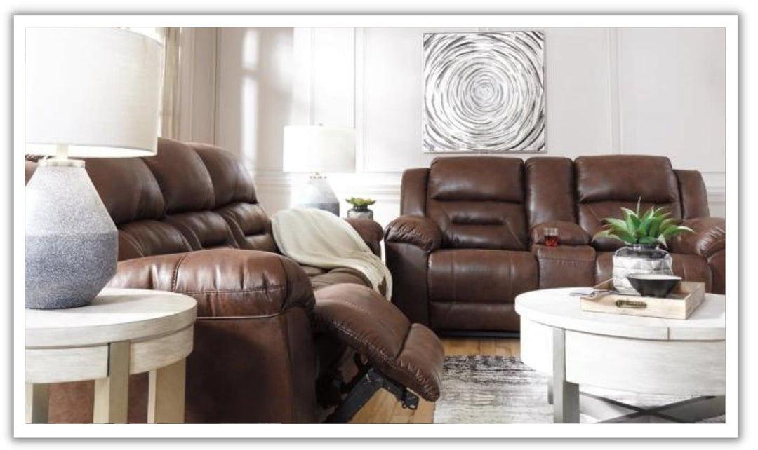 Stoneland Power Reclining Leather Loveseat With Console