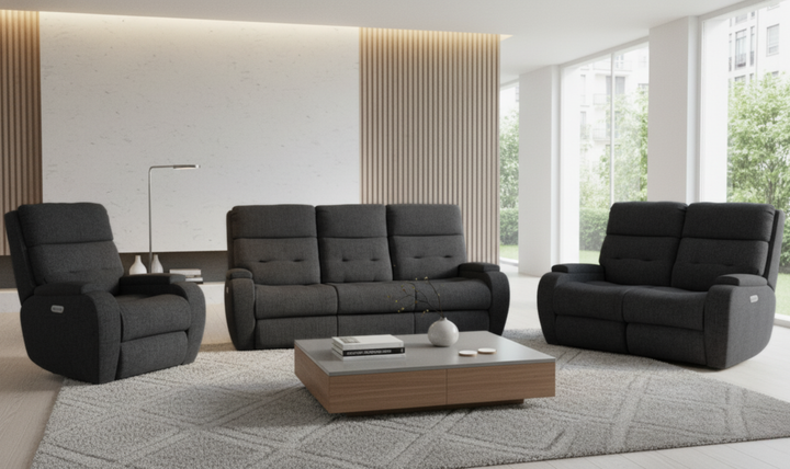 Strait Power Reclining Living Room Set With Power Headrests in Gray-jennifer furniture