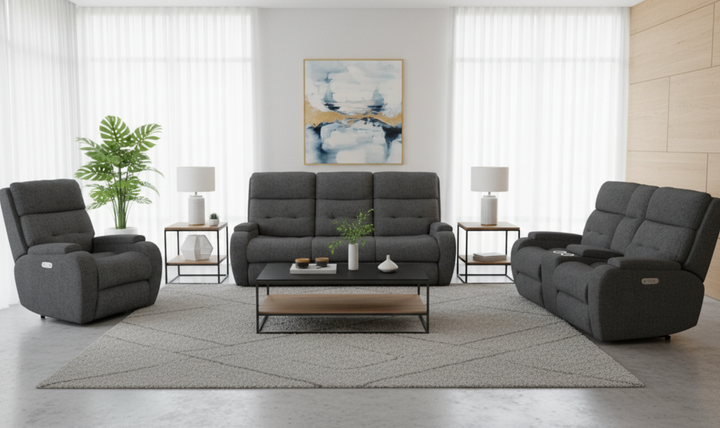 Strait Power Reclining Living Room Set With Power Headrests in Gray-jennifer furniture