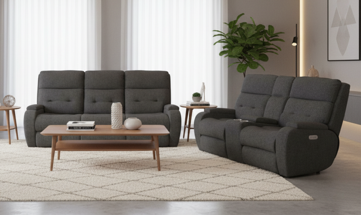 Strait Power Reclining Living Room Set With Power Headrests in Gray-jennifer furniture