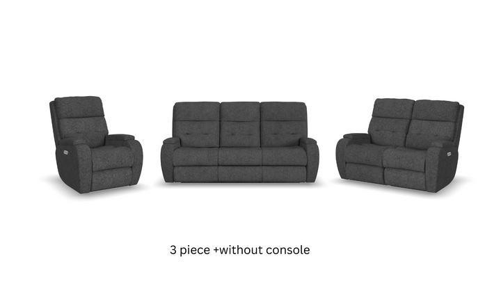 Strait Power Reclining Living Room Set With Power Headrests in Gray