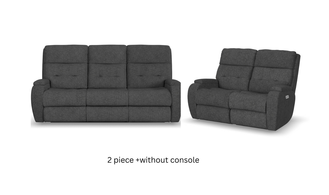 Strait Power Reclining Living Room Set With Power Headrests in Gray