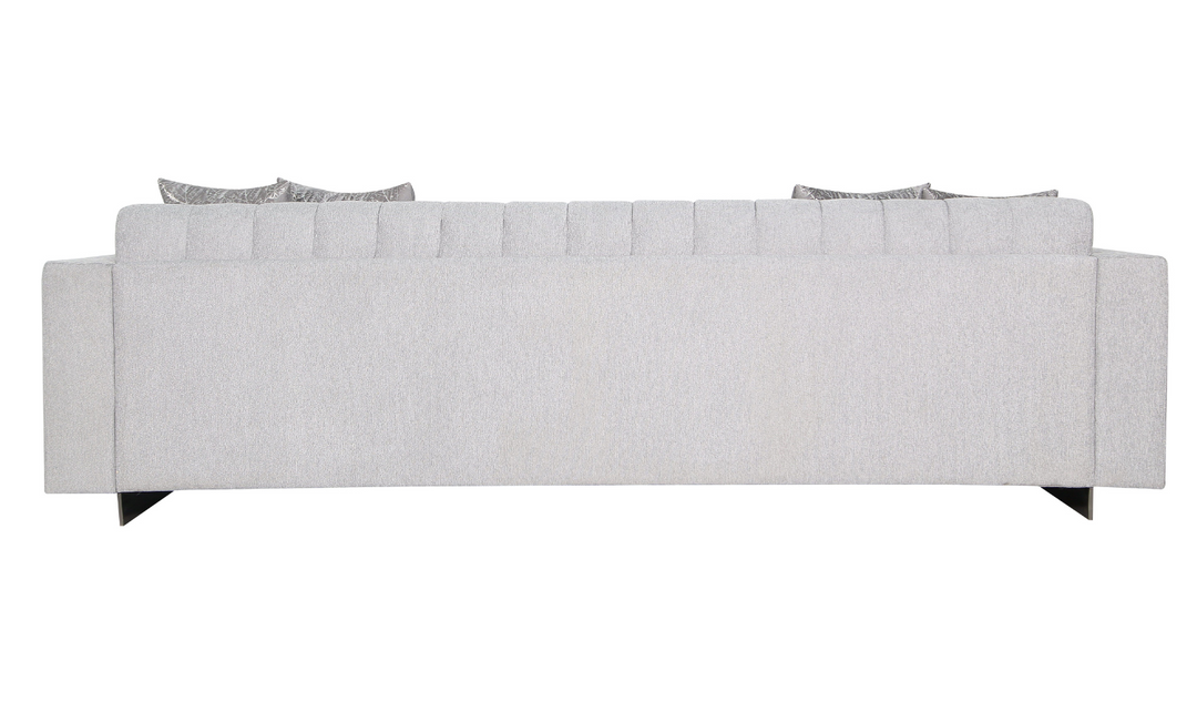 Klaussner Talento 3-Seater Long Tufted Gray Fabric Sofa with Track Arms