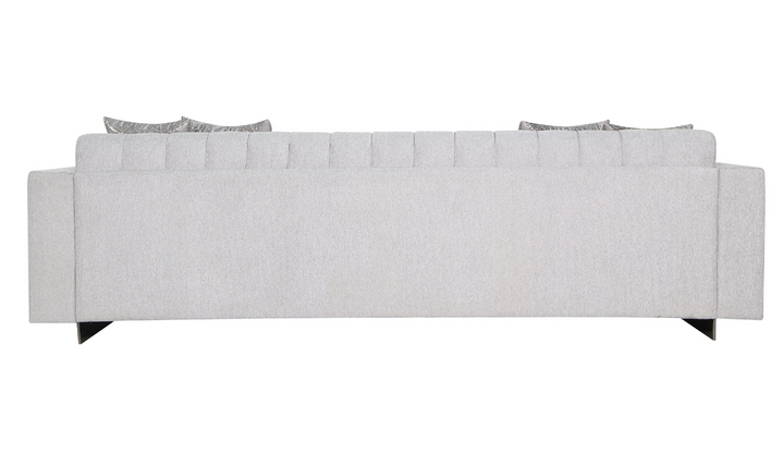 Klaussner Talento 3-Seater Long Tufted Gray Fabric Sofa with Track Arms