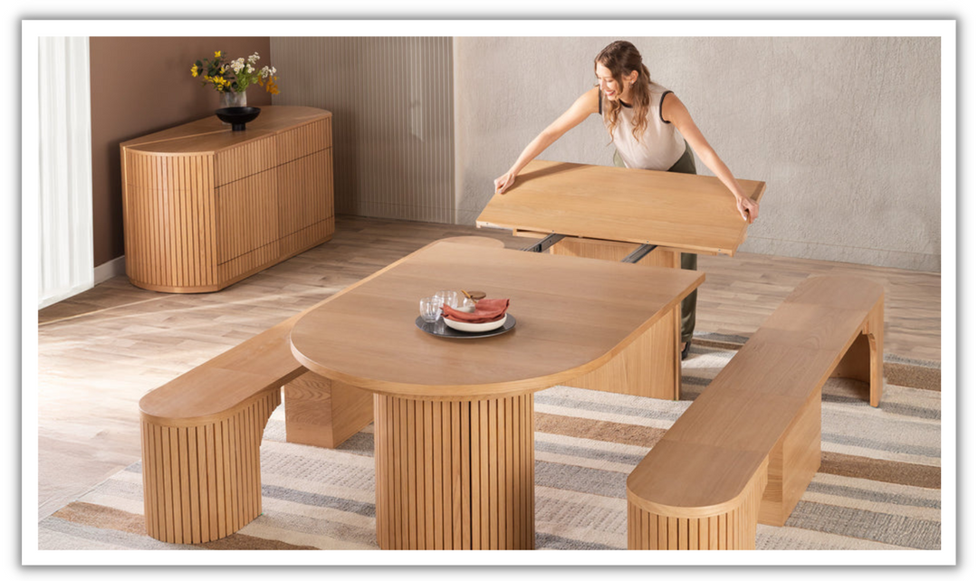 The Gathering Extendable Dining Table Set (Table + 2 Bench)-jennifer furniture