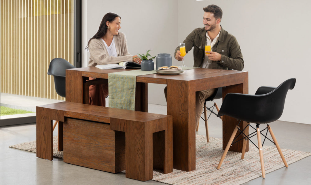 Transformer Table Practical Extendable Rectangular Dining Table Set (Table + Bench)