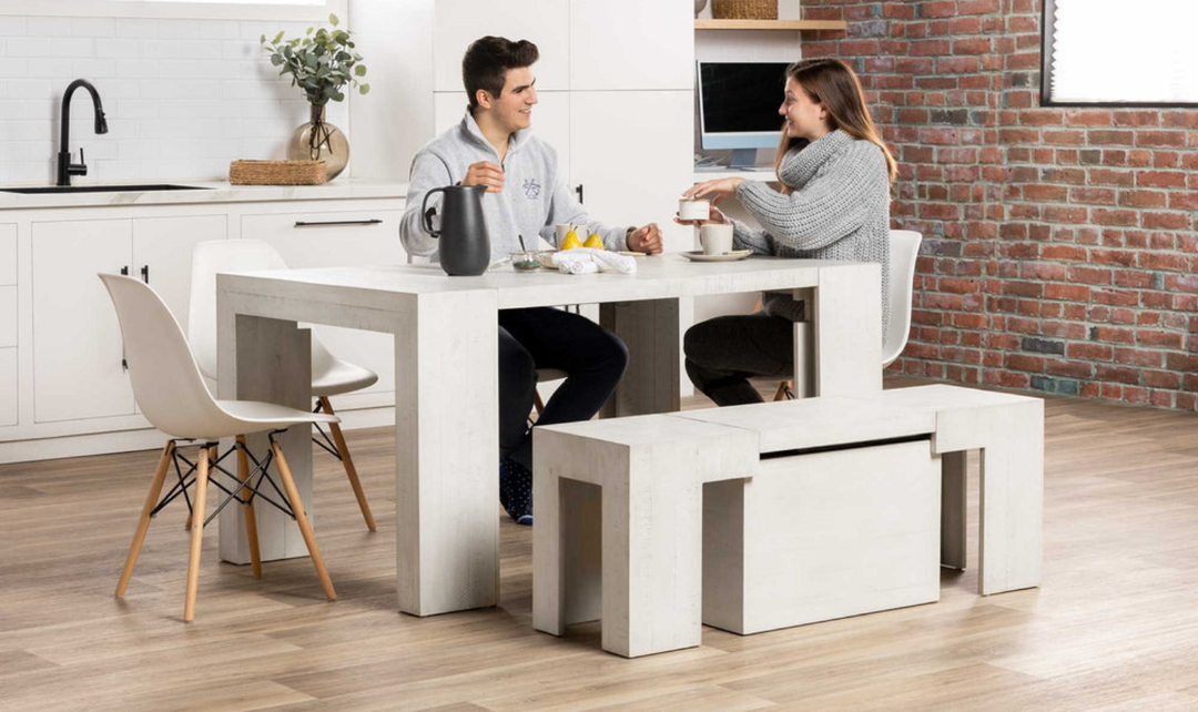 Transformer Table Practical Extendable Rectangular Dining Table Set (Table + Bench)