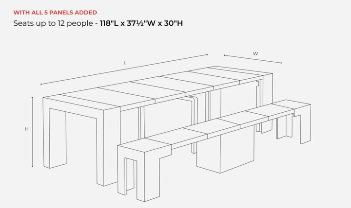 Transformer Table Practical Extendable Rectangular Dining Table Set (Table + Bench)