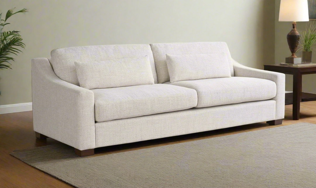Universal Brooklyn Fabric Sofa With Throw Pillows in White-jennifer furniture