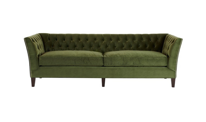 Universal Furniture Duncan 2-Seater Velvet Fabric Tufted Sofa in Green