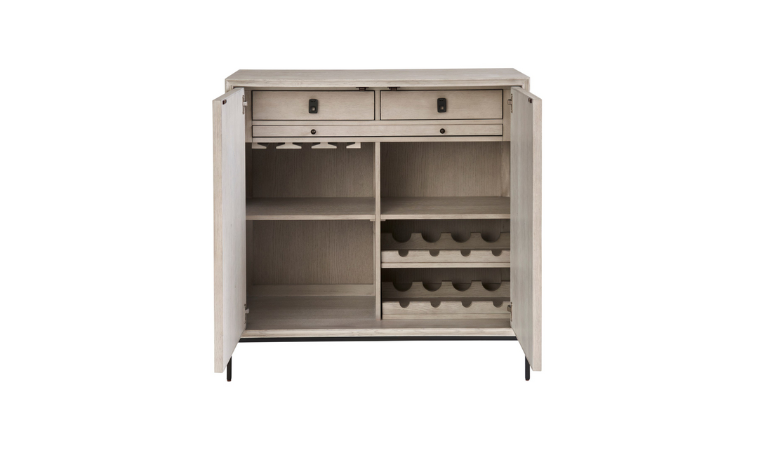 Universal Furniture Odessa Wooden Beige Bar Cabinet With Two Drawers