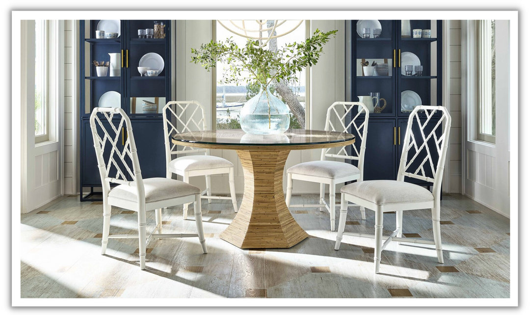 Universal Furniture Nantucket Round Dining Table in Natural Rattan Finish