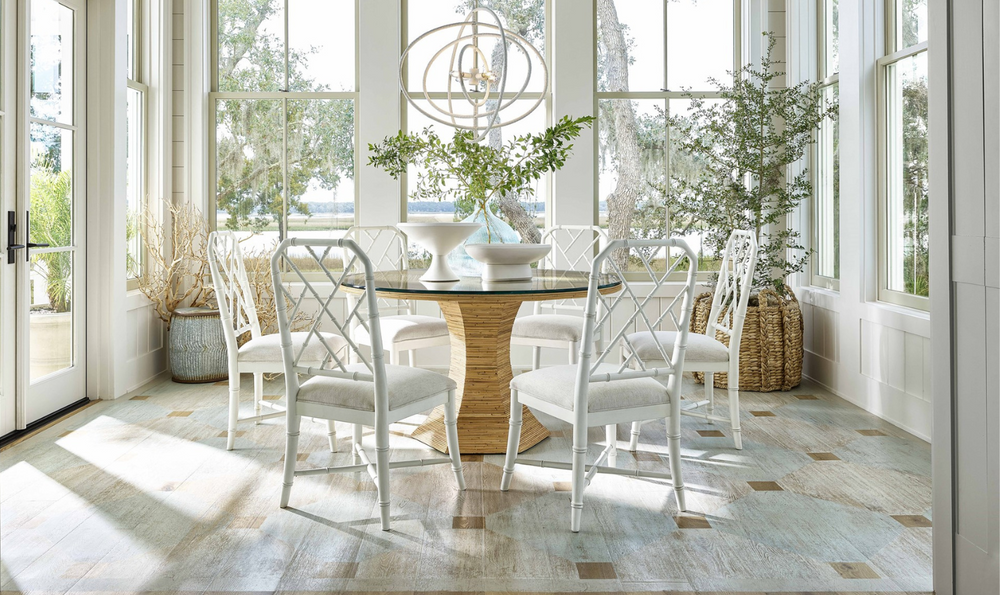 Universal Furniture Nantucket Round Dining Table in Natural Rattan Finish