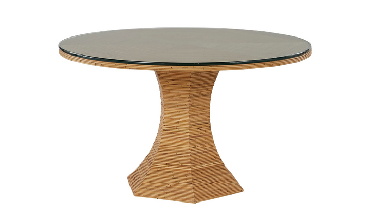 Universal Furniture Nantucket Round Dining Table in Natural Rattan Finish